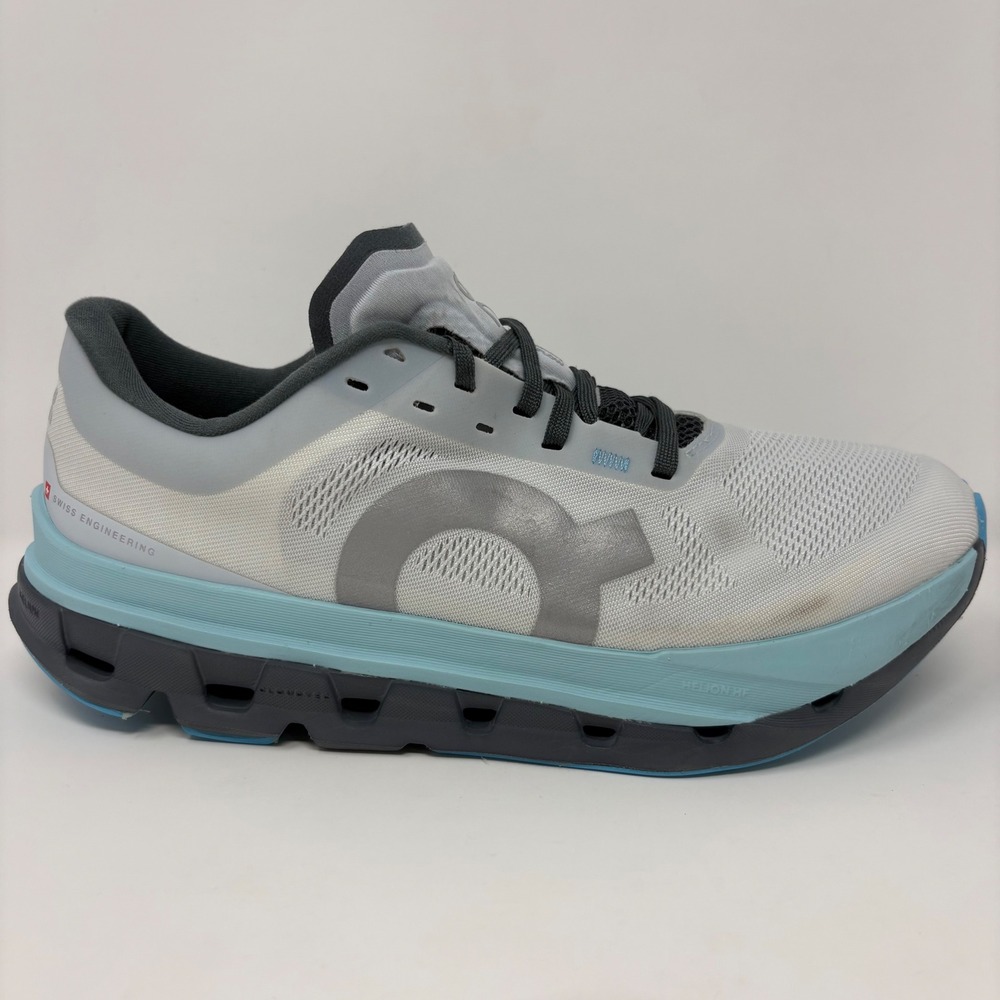 On Cloudflow 5 Womens Size 8.5 White Grey Blue Athletic Running Shoes Sneakers